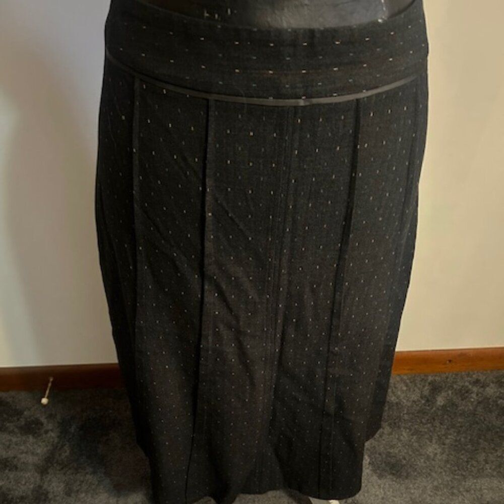 Kim Rogers Gray (Green/Gold specks) Signature Fit & Flare skirt, size 14